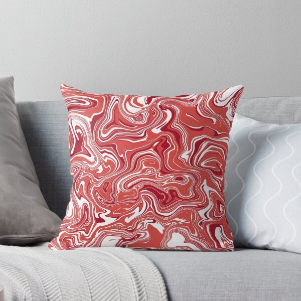 Red and White Liquify Digital Art Melted Heart Throw Pillow
