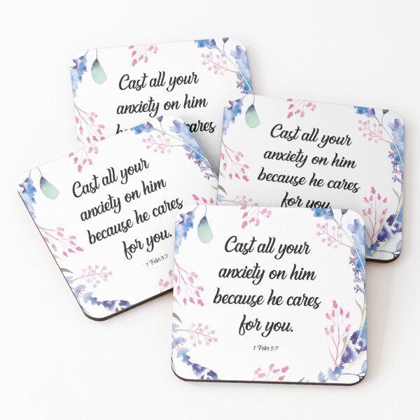 Item preview, Cast all your anxiety on him because he cares for you, 1 Peter 5:7, scripture, Christian gift designed and sold by Christian Word Art.