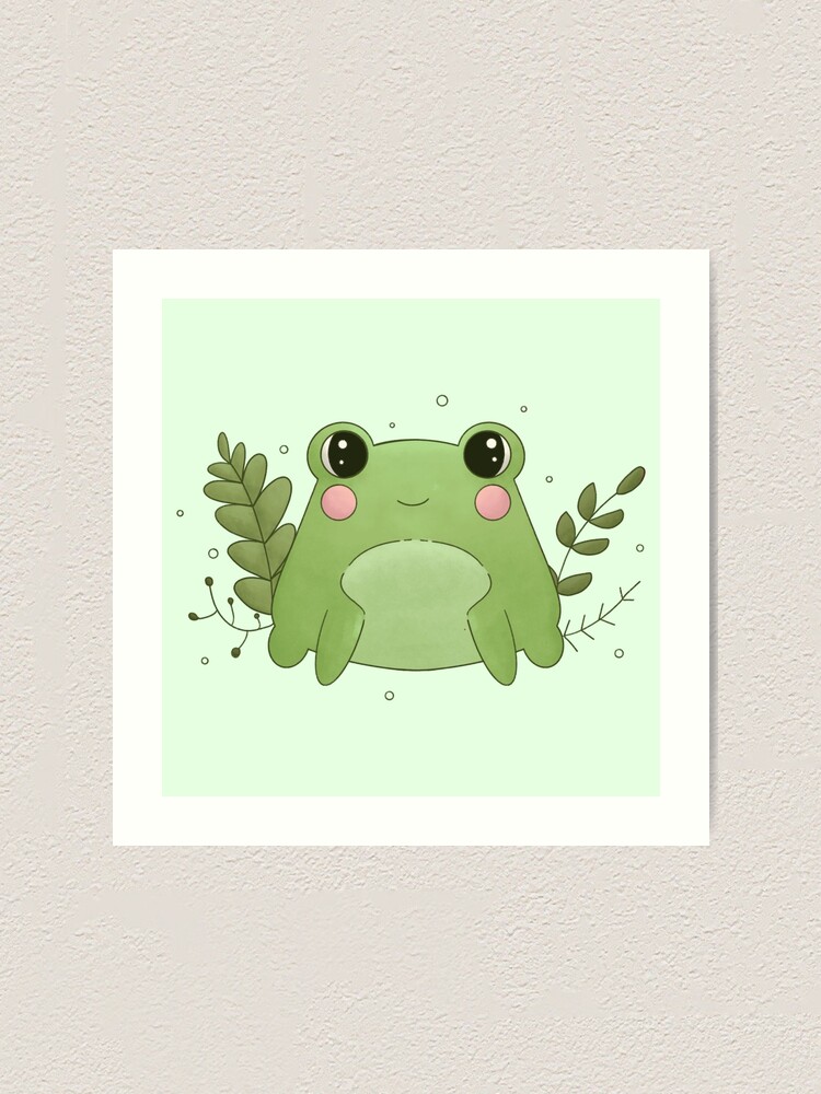 Cute Art Print Miniprint Peaceful Art Print Frog Art Print Art