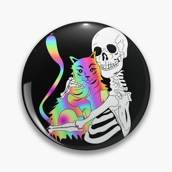 Item preview, Skeleton Cat Funny Skeleton Skull Psychedelic Rainbow Cat Music Festival Rave  designed and sold by Stephani Analah.