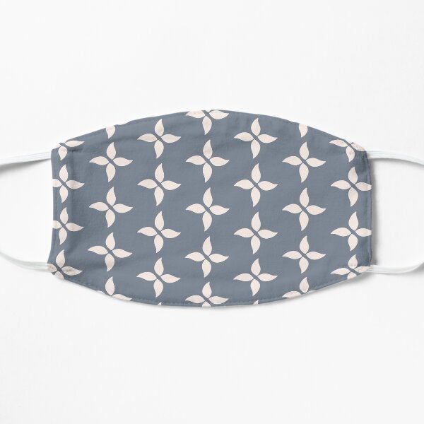 Cottagecore Blue Grey and White Abstract Flower Flat Mask
