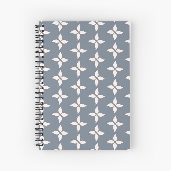 Cottagecore Blue Grey and White Abstract Flower Spiral Notebook