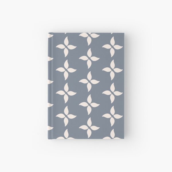 Cottagecore Blue Grey and White Abstract Flower Hardcover Journal