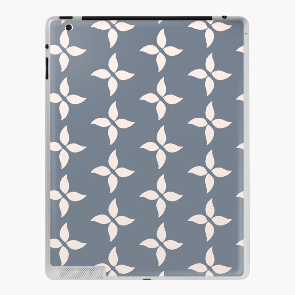 Cottagecore Blue Grey and White Abstract Flower iPad Skin