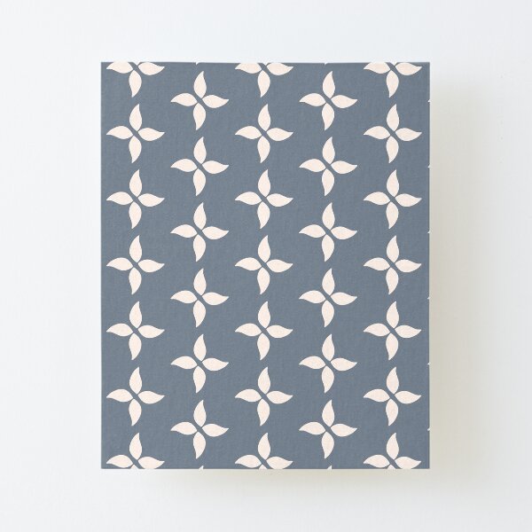 Cottagecore Blue Grey and White Abstract Flower Canvas Mounted Print