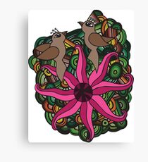 Two birds with exotic flower Canvas Print