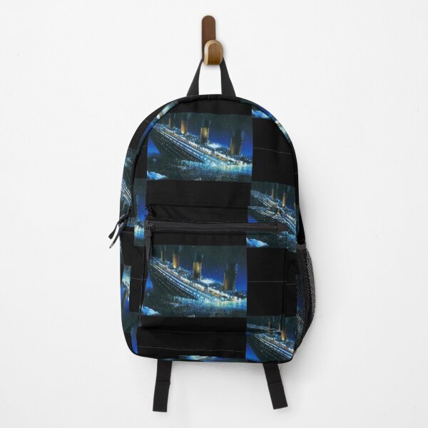Ship sinking in the icy sea. Backpack