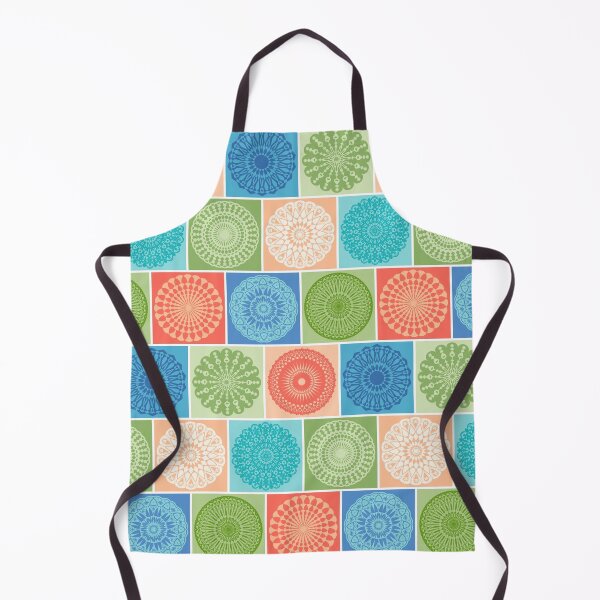Item preview, Modern Mandala Patchwork Geometric // Peach, Salmon Red, Green, Turquoise, Cobalt Blue designed and sold by Elsy's Art.