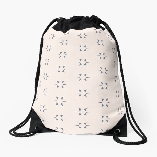Cottagecore Neutral Grey Star Drawstring Bag