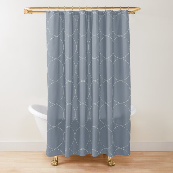Cottagecore Blue and White Circle Shower Curtain