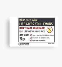 Lemons, portal 2 Canvas Print