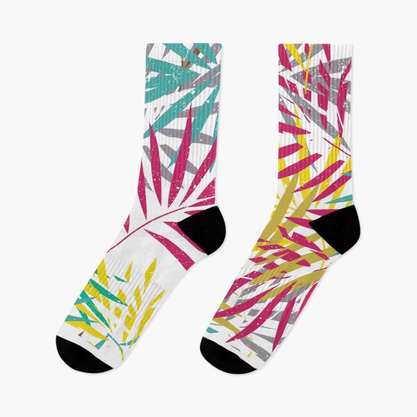 Aperçu de l'œuvre #134- Jardin de feuilles tropicales et multicolores sur fond blanc - Kook Art créée et vendue par KookArt.