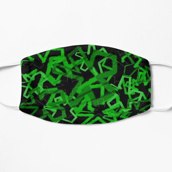Funky Green Graffiti Flowers Flat Mask