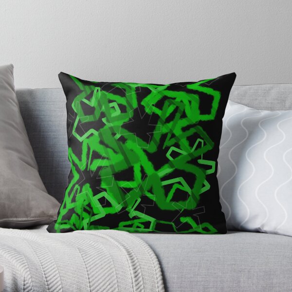 Funky Green Graffiti Flowers Throw Pillow
