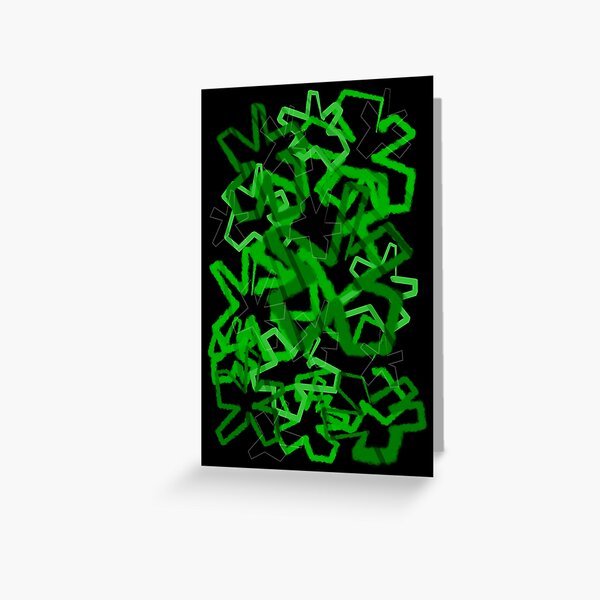 Funky Green Graffiti Flowers Greeting Card