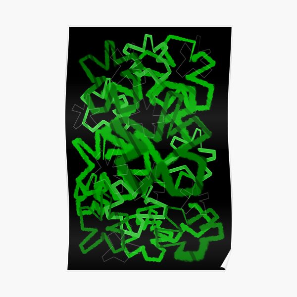 Funky Green Graffiti Flowers Poster