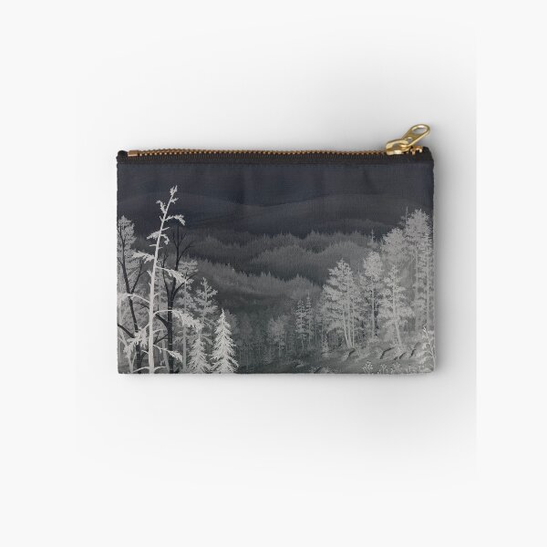 Item preview, Inverted Black and White Misty Forest Mountains Landscape designed and sold by pooja-paints.