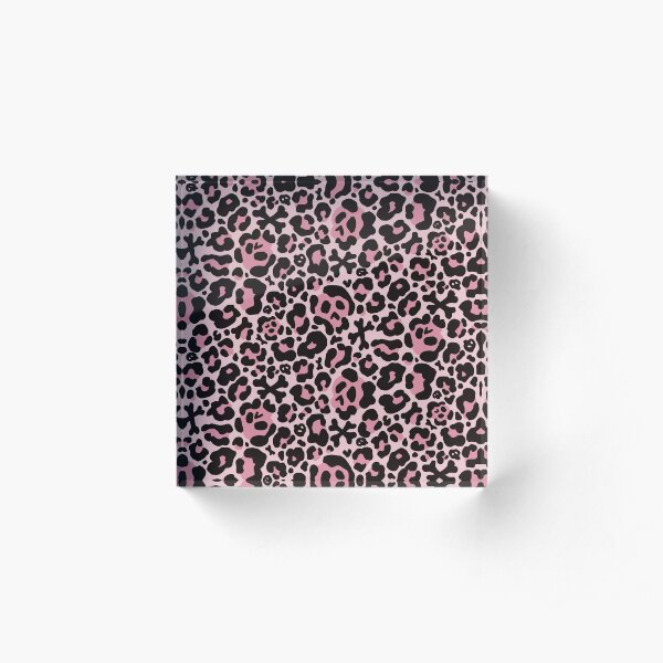 Skull Leopard Print - Pink Acrylic Block
