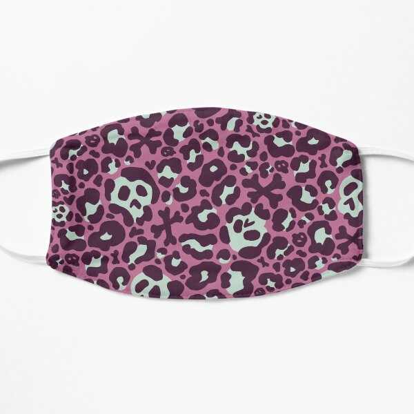 Skull Leopard Print - Plum & Mint Flat Mask