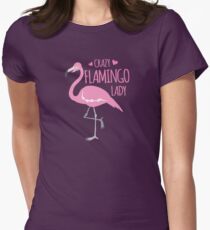 Crazy Flamingo lady Women's Fitted T-Shirt