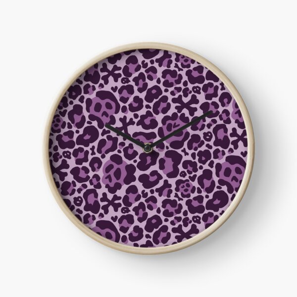 Skull Leopard Print - Purple Clock