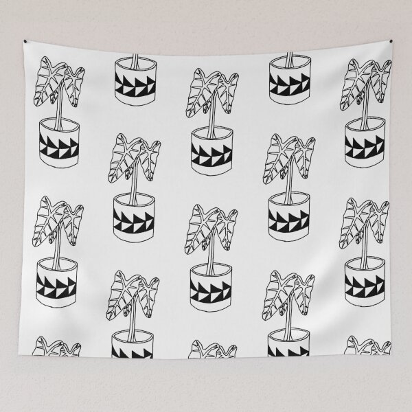 Item preview, Black and white potted alocasia houseplant designed and sold by PlantEngineer.