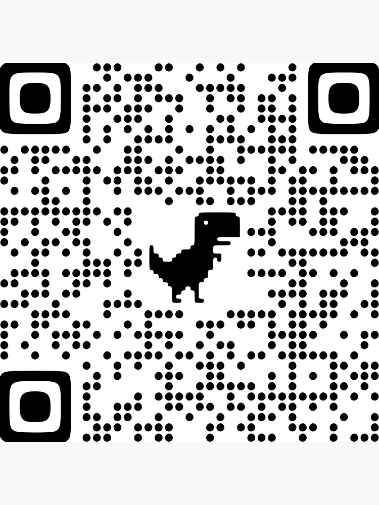 Rick Roll QR Code - Cute Chrome Dinosaur Version | Photographic Print