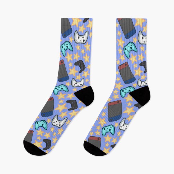 Item preview, Cartoon controllers with stars repeating pattern designed and sold by RandasDoodles.