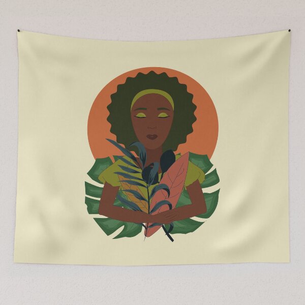 Item preview, Mother earth black beauty with green hair holding the planet between her arms  designed and sold by SGS-.