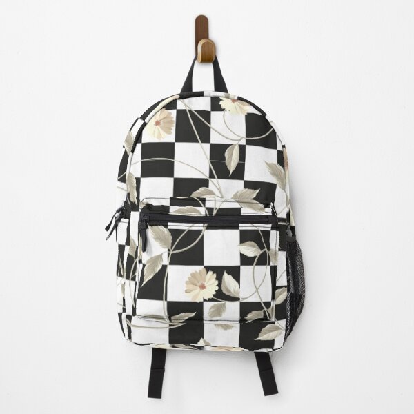 Item preview, WHITE flowers on chequered Background designed and sold by Adorned Calligraphy.
