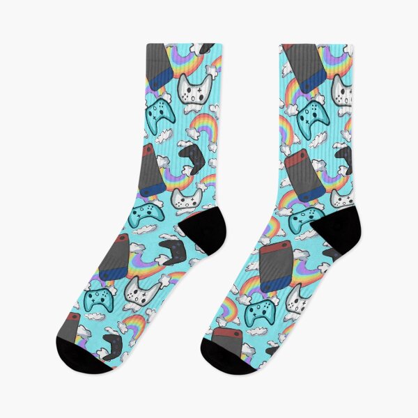 Item preview, Cartoon controllers with pastel rainbows repeating pattern designed and sold by RandasDoodles.