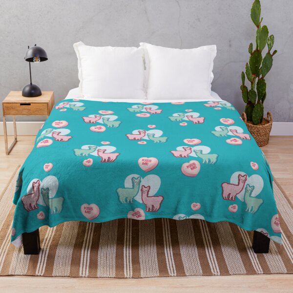 Item preview, Llama Love! with Candy Conversation Hearts! Valentines day pattern Turquoise Blue designed and sold by Apartment12.