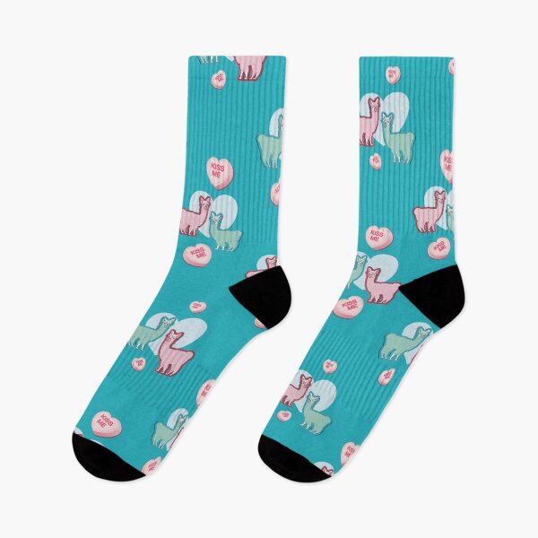 Item preview, Llama Love! with Candy Conversation Hearts!  Valentines day pattern Turquoise Blue designed and sold by Apartment12.