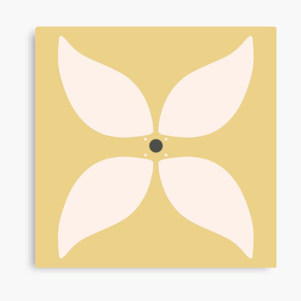 Cottagecore Yellow and White Geometric Flower Pattern Canvas Print