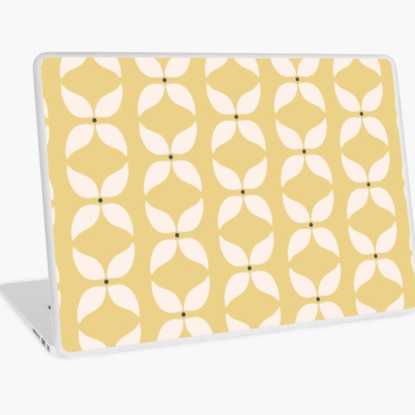 Cottagecore Yellow and White Geometric Flower Pattern Laptop Skin