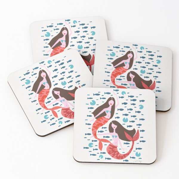 Item preview, Koi Mermaids – Red & Teal designed and sold by Cat Coquillette.