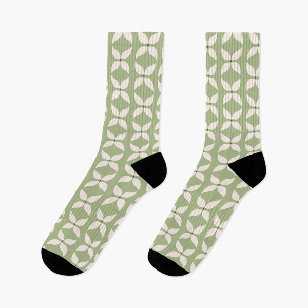 Item preview, Cottagecore Green and White Geometric Flower Pattern designed and sold by SeaverN.