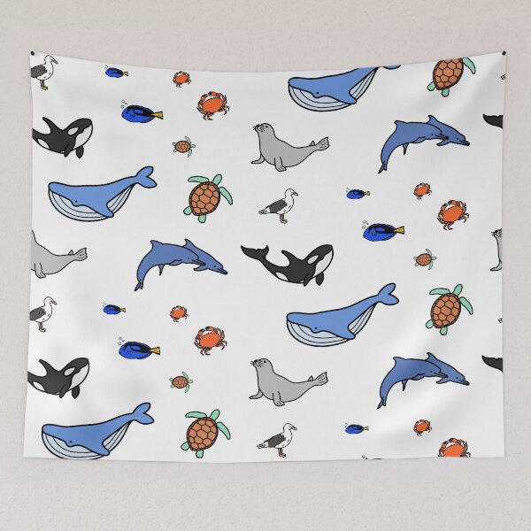 Artikelvorschau, Tier Pack Aufkleber Ozean Meer Wal Blau Fisch Delphin Kinder entworfen und verkauft von KLINESTORE.