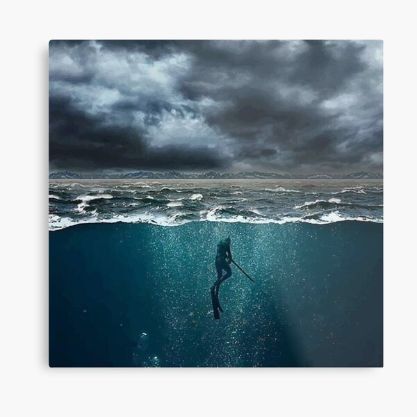 Spearfishing Diver Spear' Poster, picture, metal print, paint by