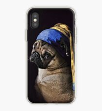 PUG WITH PEARL EARRING iPhone Case