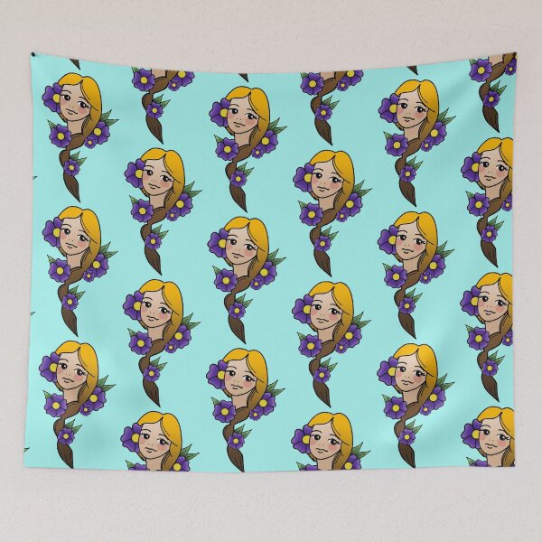 Item preview, Beautiful Blonde, Cute Girl, Purple Flowers designed and sold by 10pmCreations.