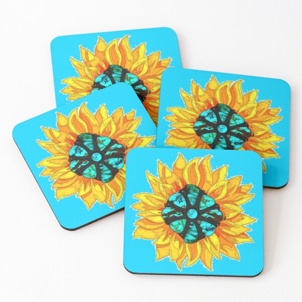 Item preview, turquoise sunflower designed and sold by creativecowgirl.