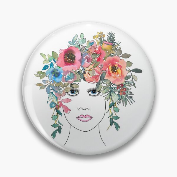 Item preview, Beautiful Hippie Girl with Water Color Flowers in Her Hair designed and sold by StickerArtwork.