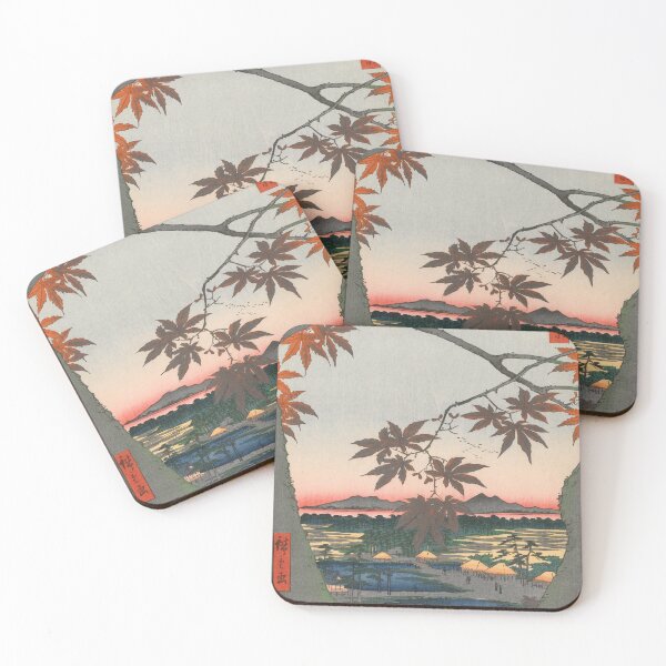 Item preview, Maple Trees at Autumn Shrine Vintage Ukiyo-e Japanese Art designed and sold by VintageArchive.