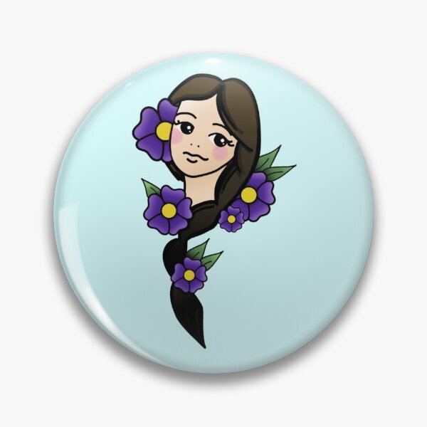 Item preview, Light Skinned Brunette with Purple Flowers designed and sold by 10pmCreations.
