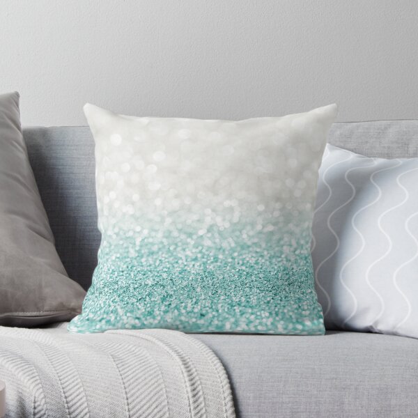 Light Blue Ombre Glitter Throw Pillow