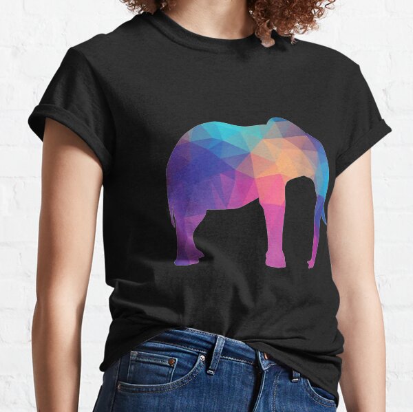 Unisex Elephant Geometric Design T-Shirt Bright Bold Elephants Animals Tee
