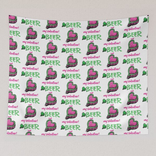 Item preview, Beer and love hearts in green and pink designed and sold by vibeno1.