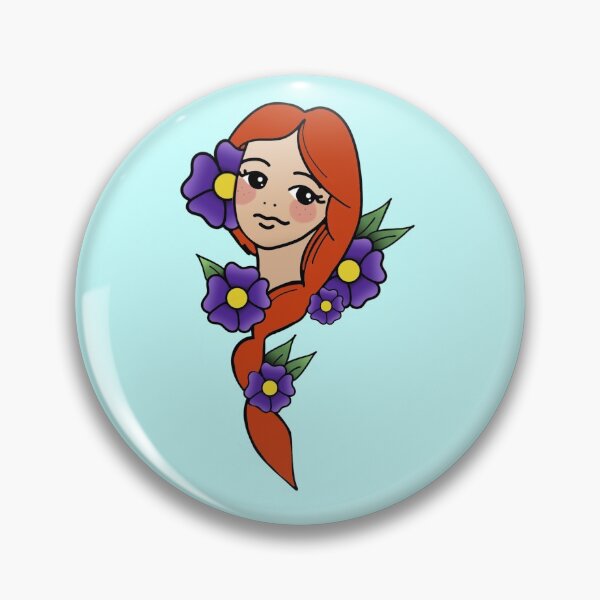 Item preview, Red Head with Braid and Flowers designed and sold by 10pmCreations.