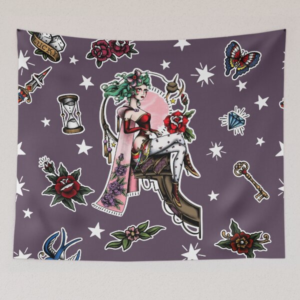 Item preview, Terra from Final Fantasy 6 (FFVI) in American Traditional Tattoo Portrait Style designed and sold by SamInJapan.